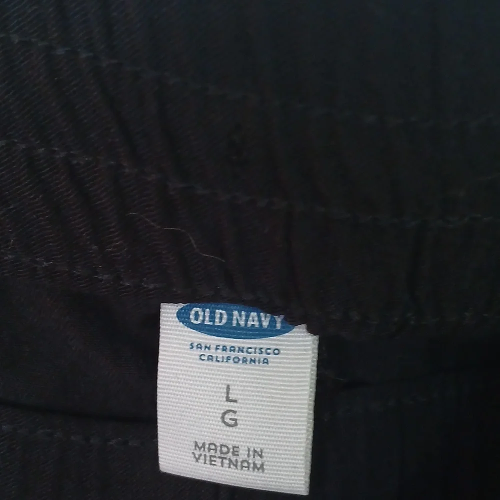 Old Navy Pull On Tie Waist Black Relaxed Fit Pants Size Large